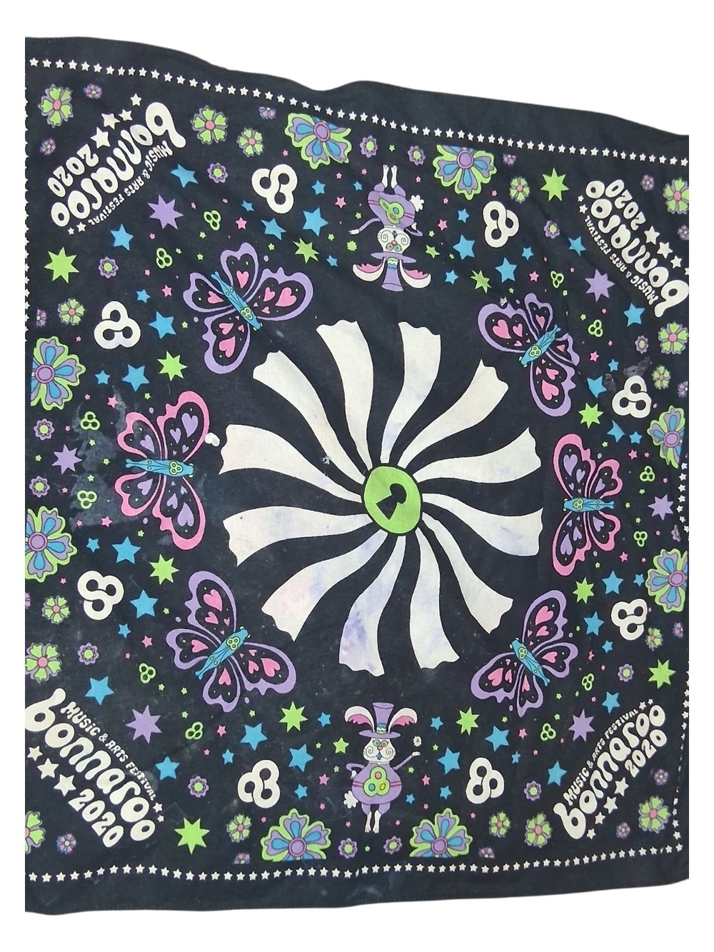 Bonaroo 2020 Black Butterfly Bandana Scarf